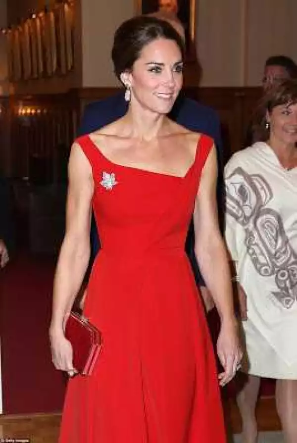 Photos: Kate Middleton Looks Gorgeous In This Red Dress For Reception On Canadian Royal Tour 